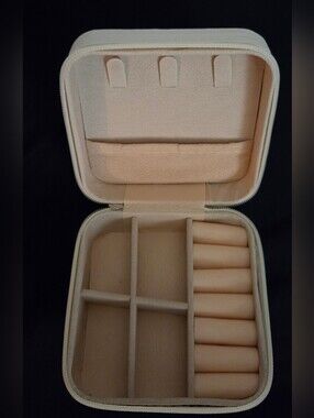 Classic Faux Leather  Jewelry Box Organizer Case With Zipper Closure